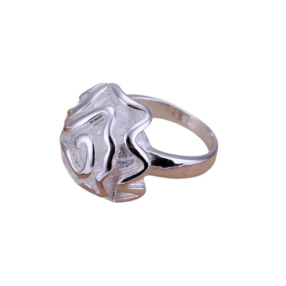 Sterling Silver Filled Rose Statement Ring – 20mm Floral Dome Design - Picture 3 of 3